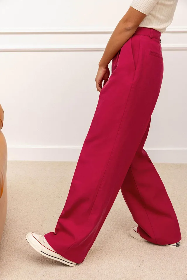 le-pantalon-femme-palazzo-l-ger-fuchsia-lin-lyocell-large image 1