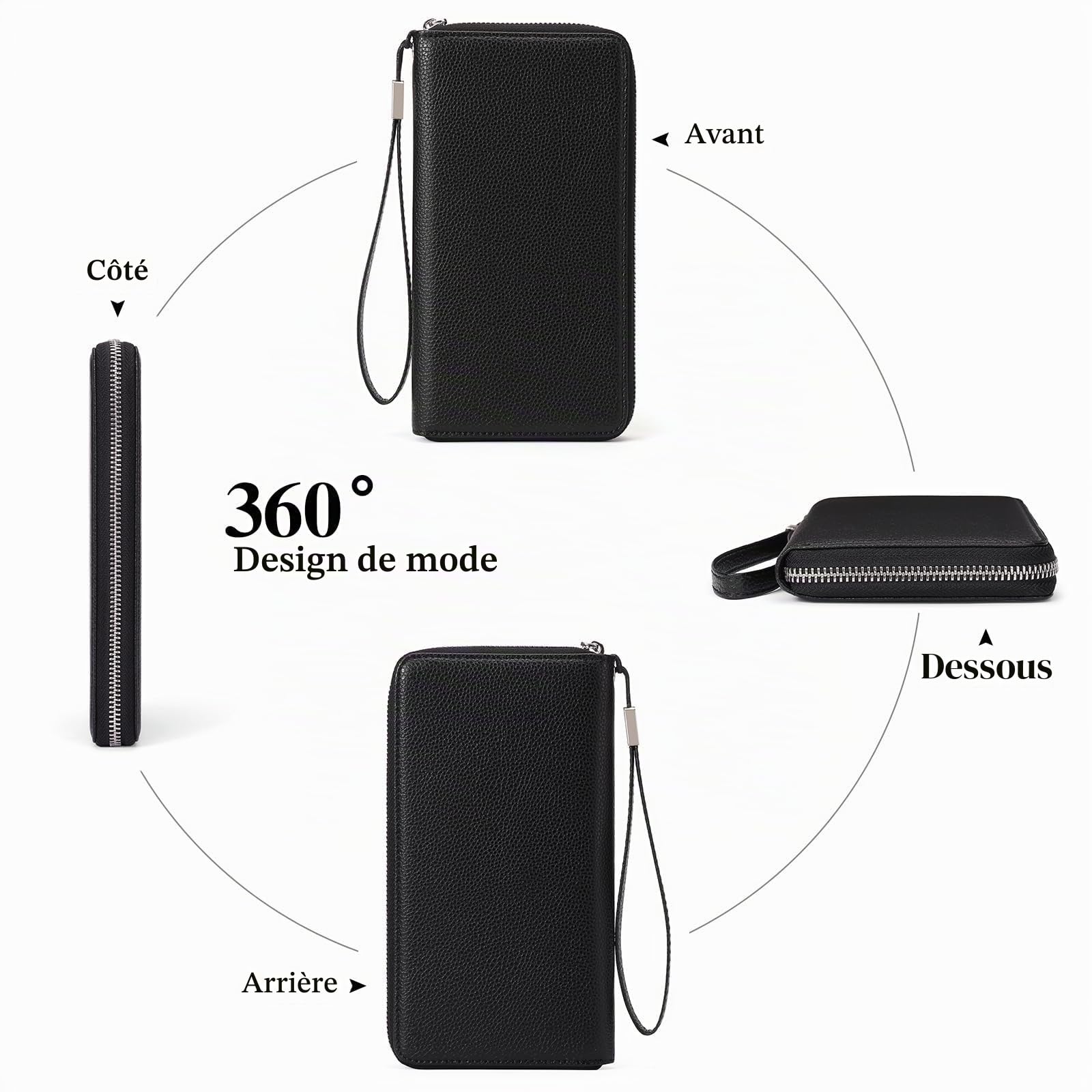 gaekeao-large-wallet-grand-portefeuille-femme-cuir-noir-rfid image 5
