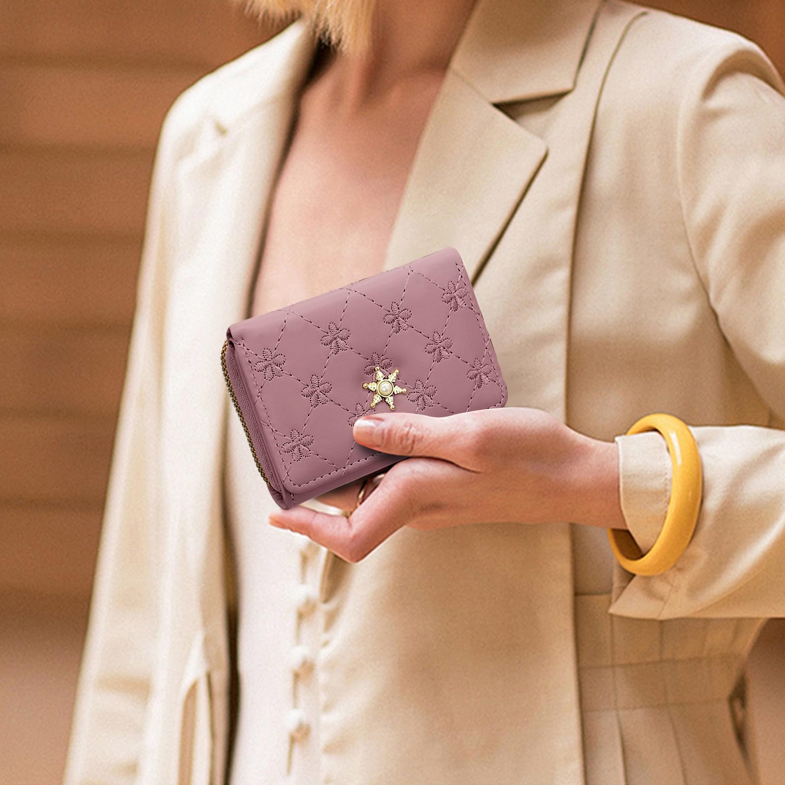 adistylinno-women-s-wallet-petit-portefeuille-rose-floral-7-cartes image 5