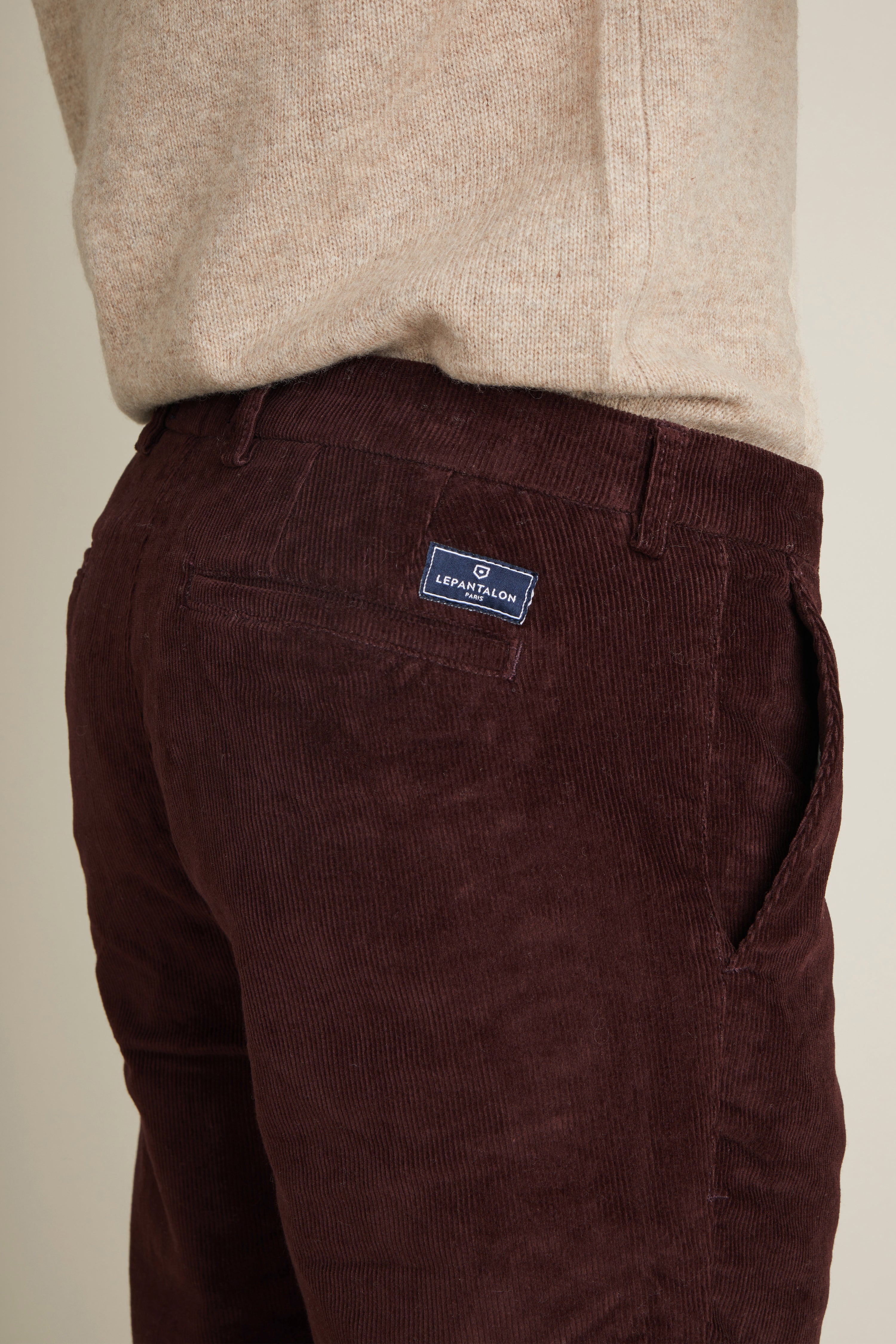 le-pantalon-velours-chino-homme-bordeaux-semi-slim-chaud image 2