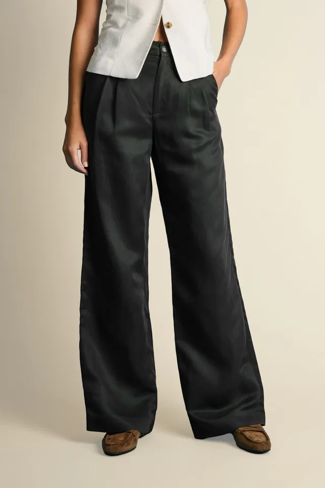 le-pantalon-fm-lpwpl-1-pantalon-femme-vert-pinces-large image 1