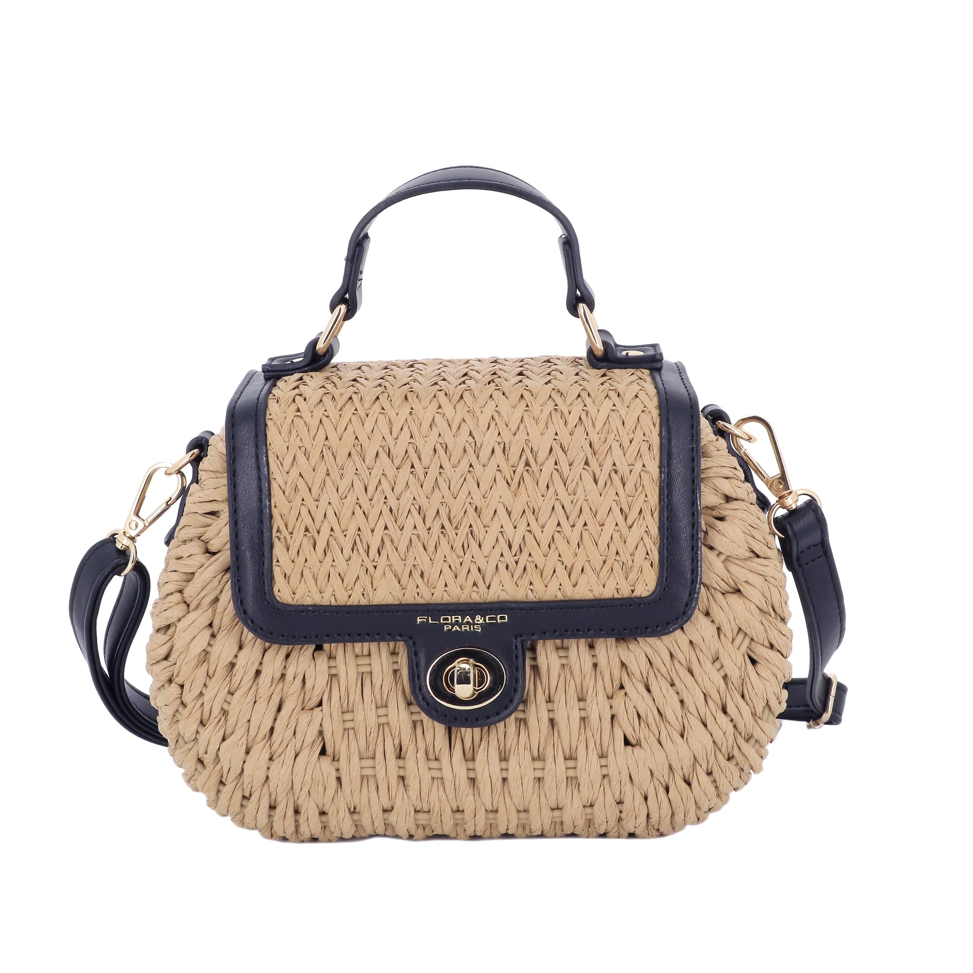 flora-co-sacs-bandouli-res-sac-paille-noir-ovale-t image 7