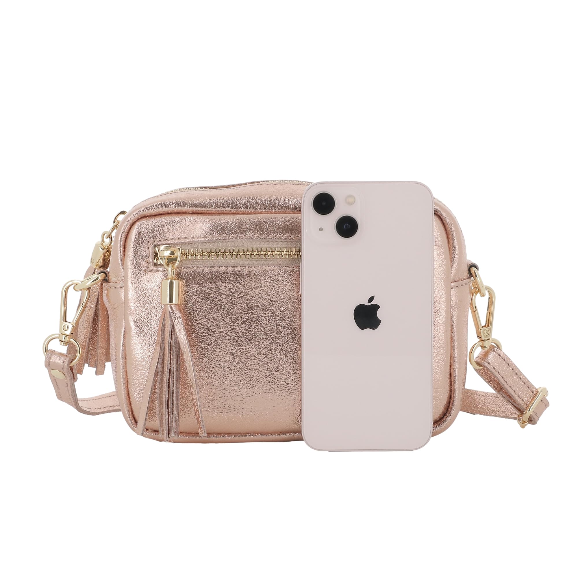 double-tree-sac-bandouli-re-cuir-or-rose-petit-format image 5