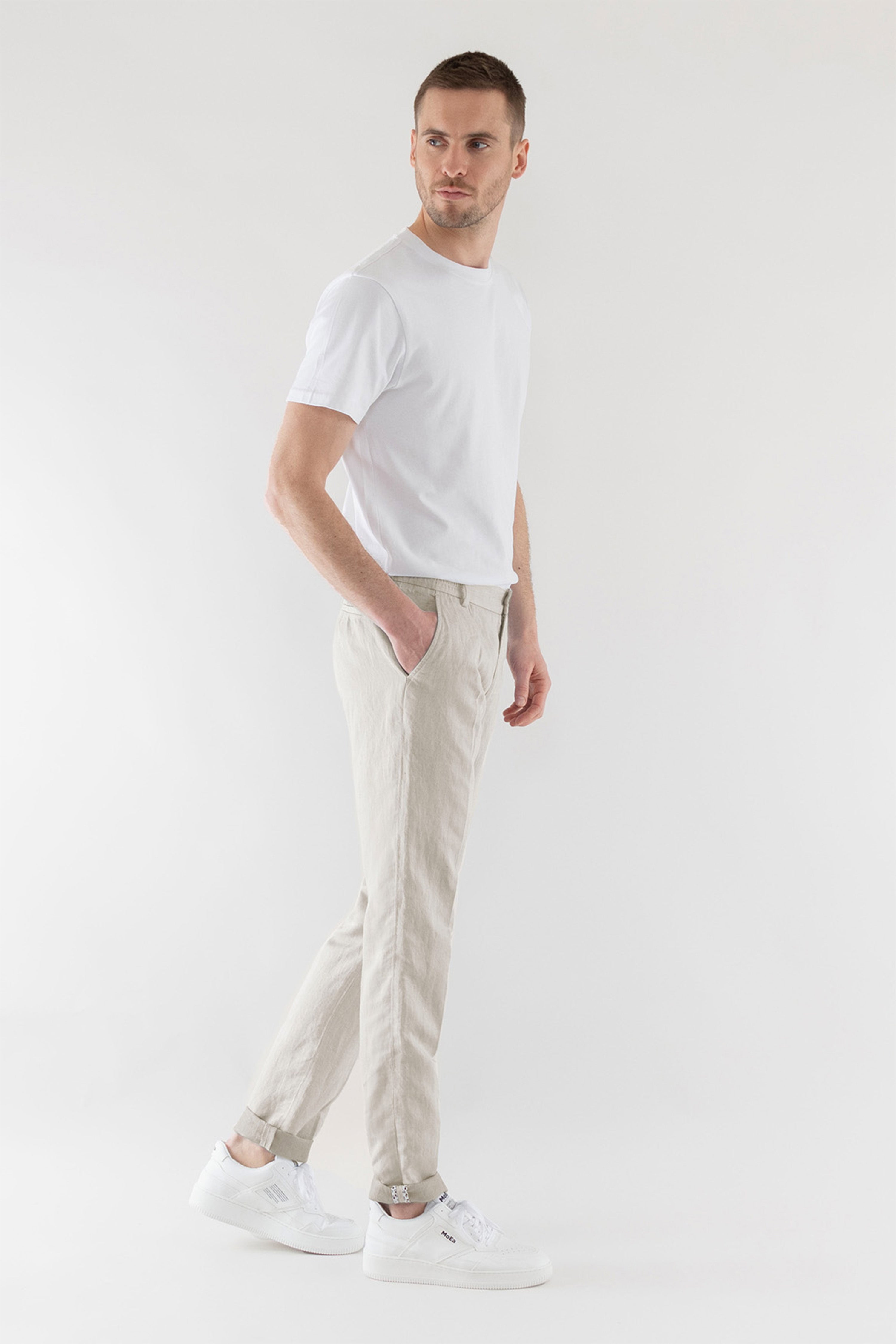 le-pantalon-pinces-pantalon-homme-gris-clair-lin-lyocell-taille-42 image 5
