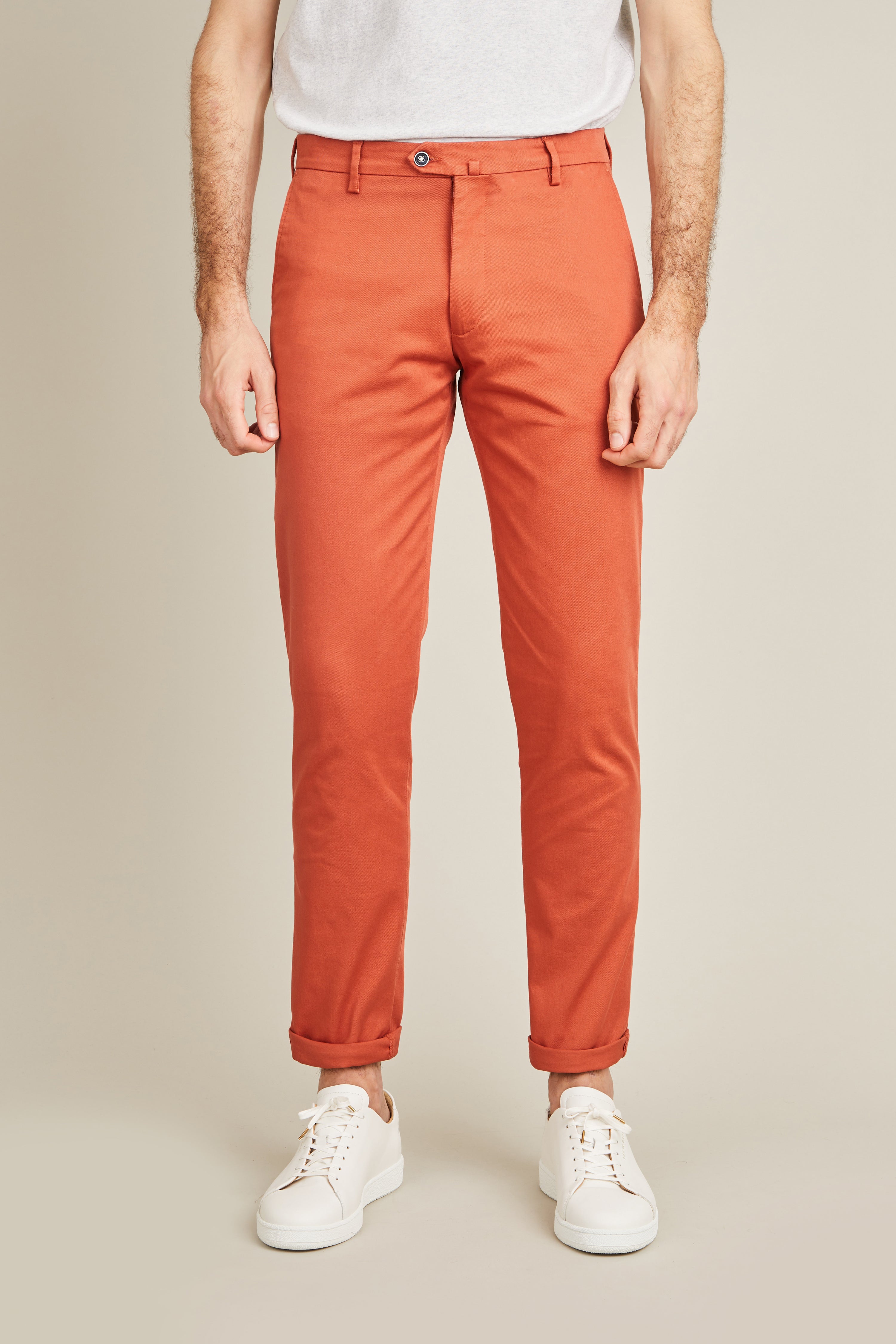 le-pantalon-chinos-homme-chino-tomette-coton-semi-slim-orange image 1