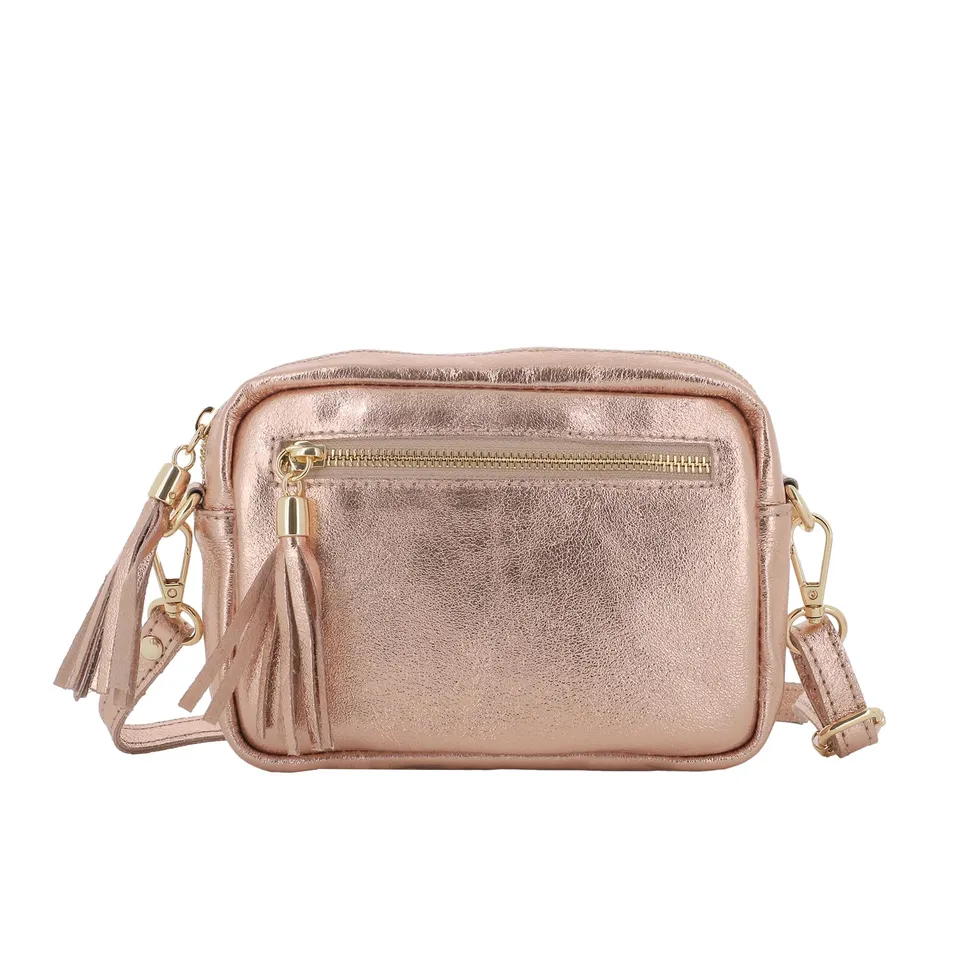 double-tree-sac-bandouli-re-cuir-or-rose-petit-format image 1