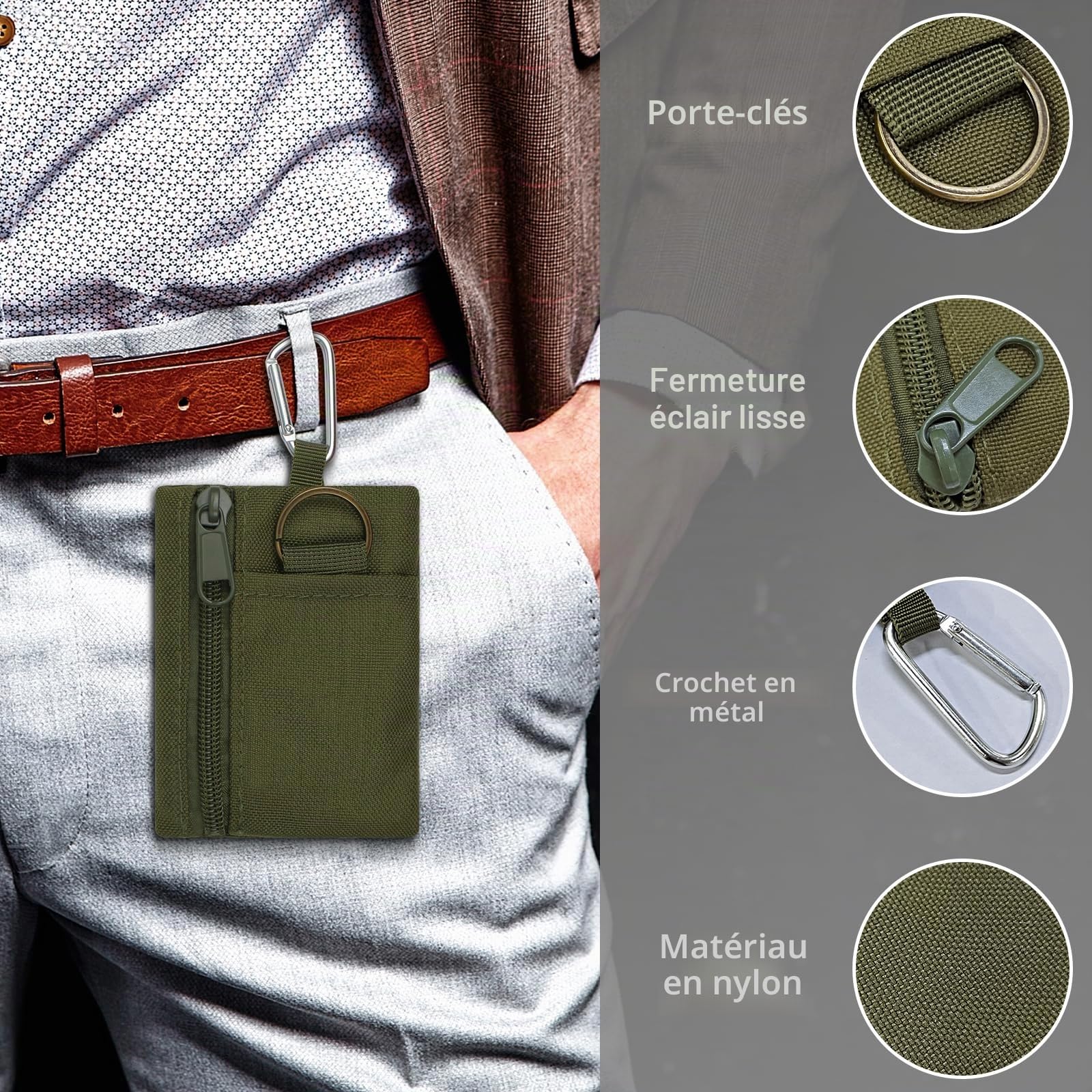 adistylinno-change-purse-porte-monnaie-nylon-vert-mousqueton image 3