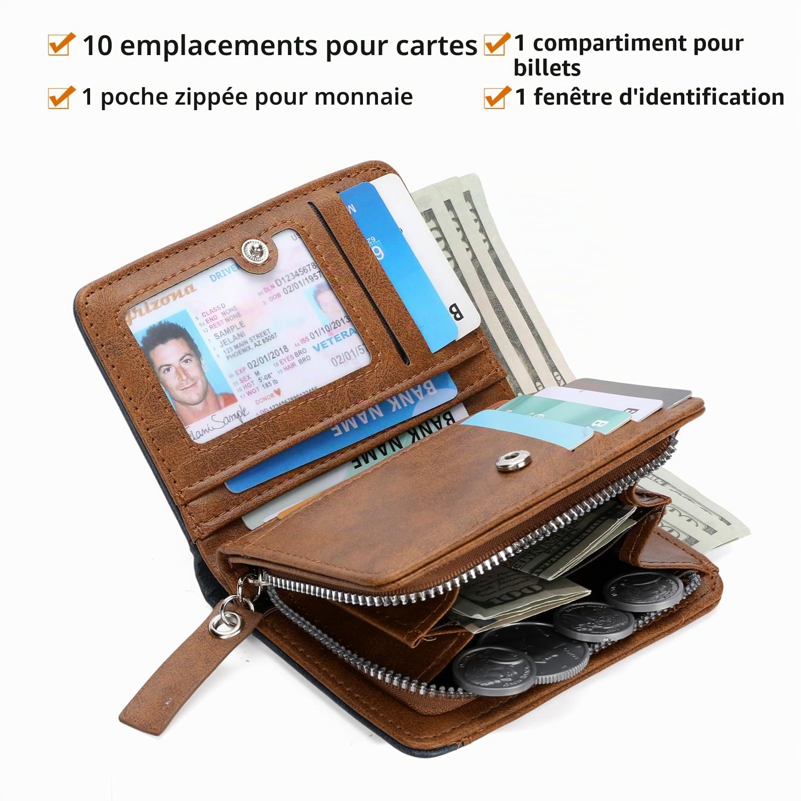 gaekeao-card-holder-wallet-portefeuille-homme-marron-zip image 2