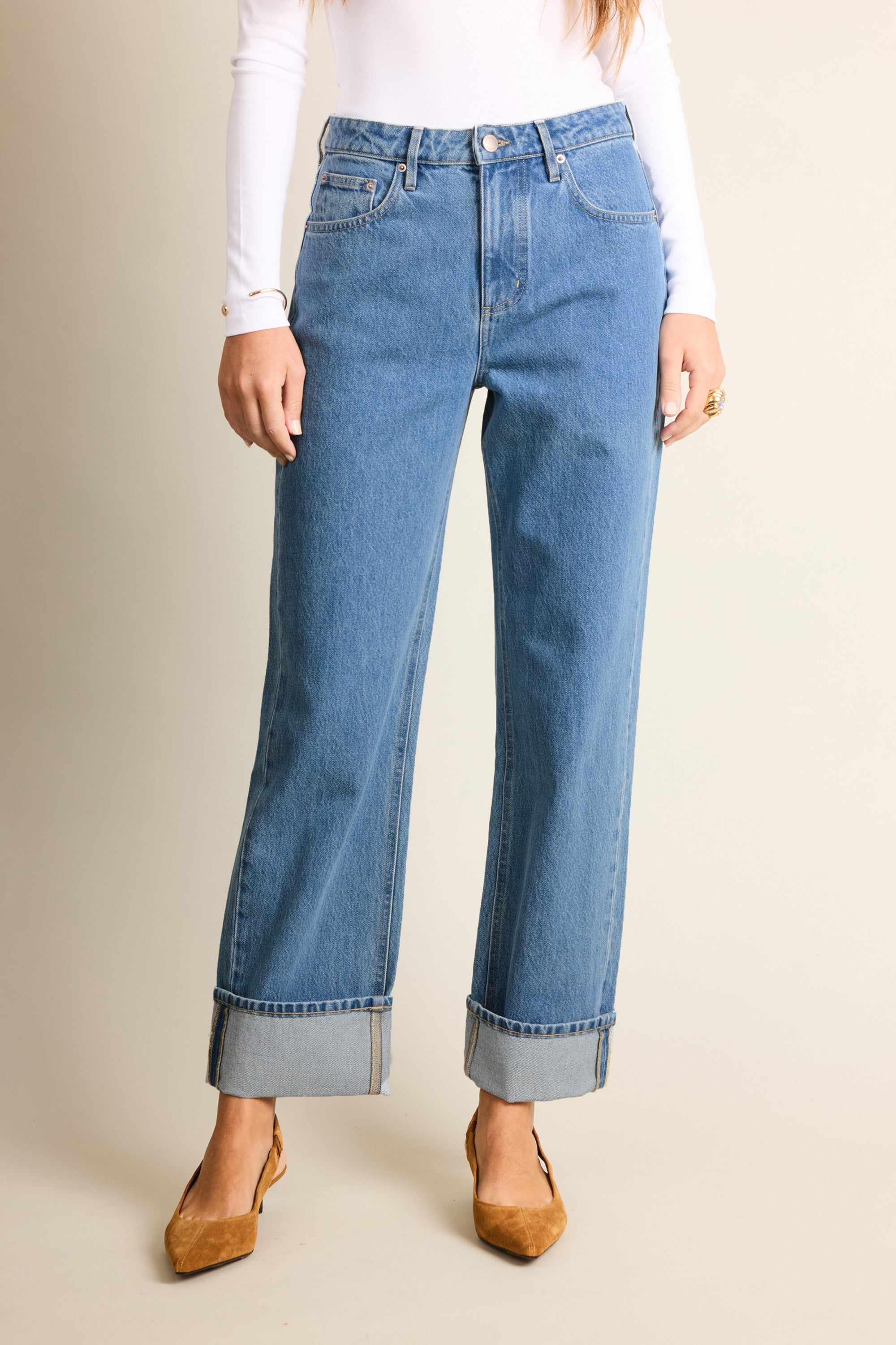 le-pantalon-jeans-femme-jean-boyfriend-middle-blue-coton image 1