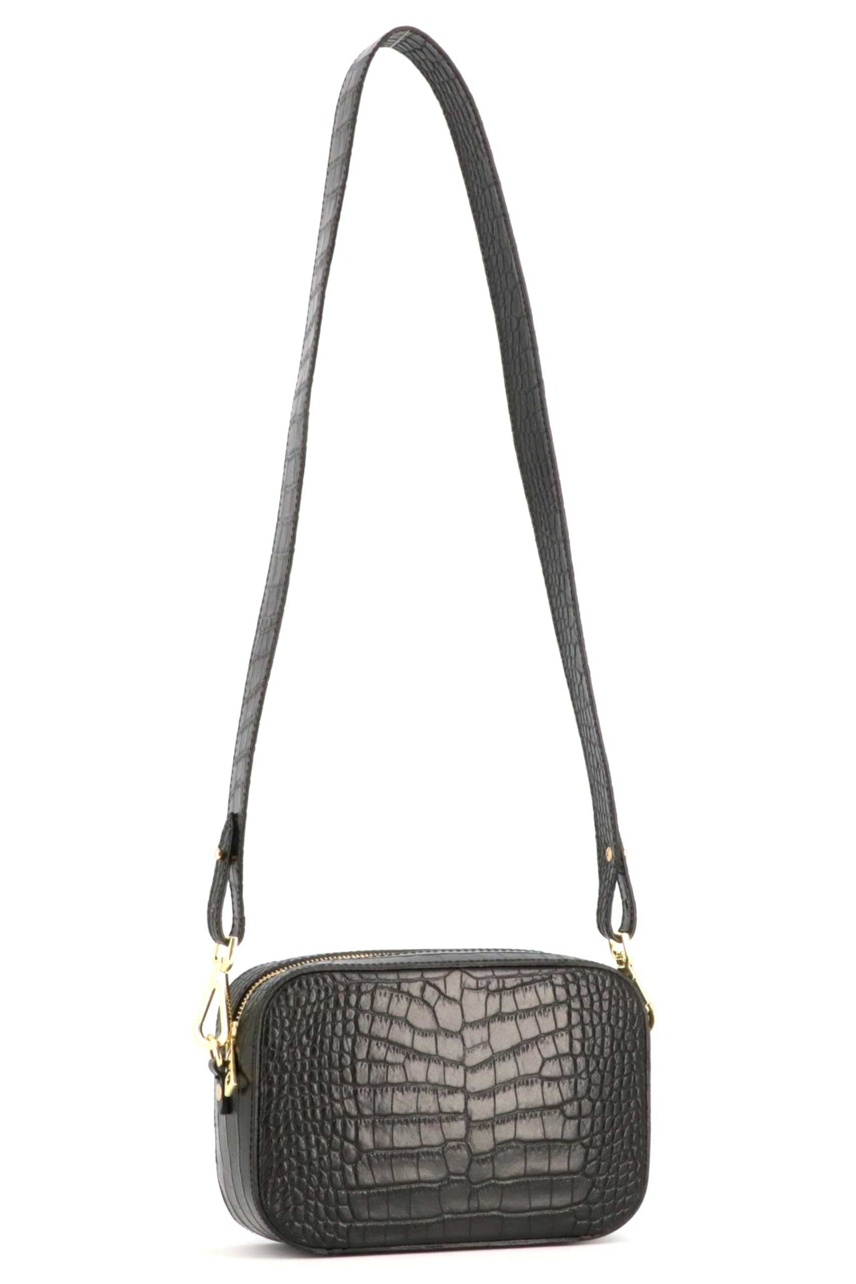 double-tree-sac-bandouli-re-camera-cuir-croco-noir image 5