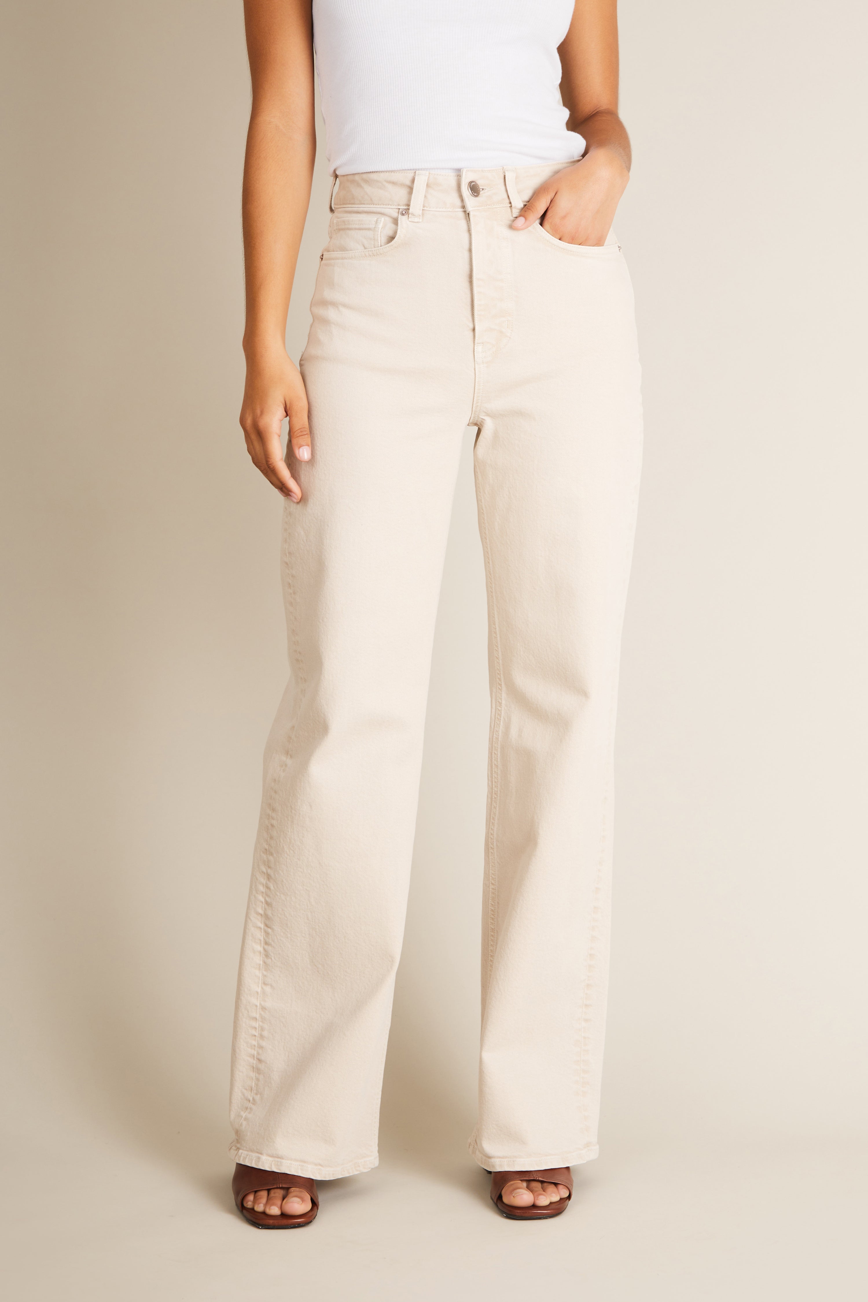 le-pantalon-jean-wideleg-sable-large-taille-haute-femme image 1
